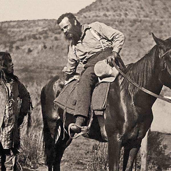john wesley powell on a horse talking to a paiute chieg true west magazine