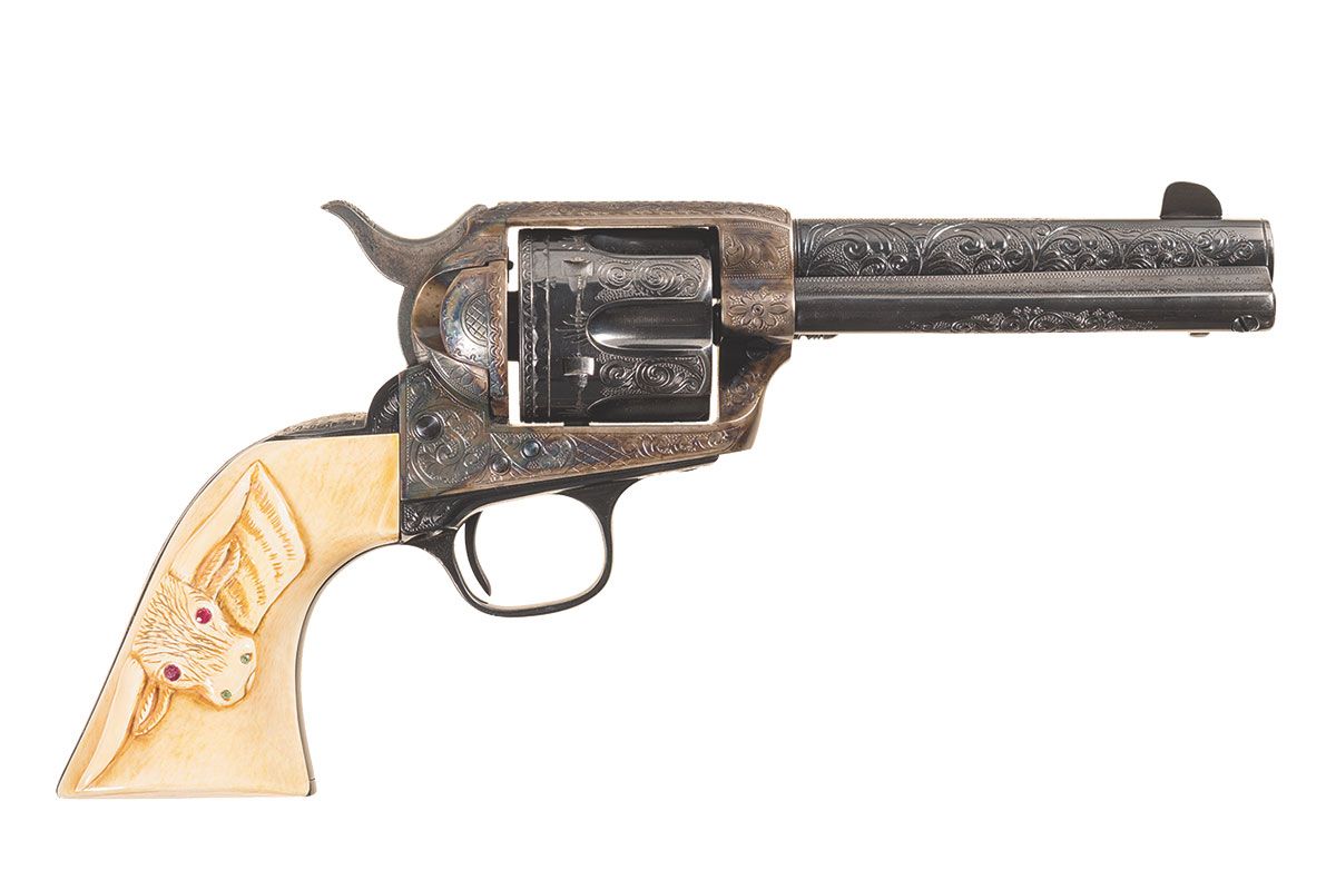 first generation .41 caliber colt single action revolver carved handle true west magazine